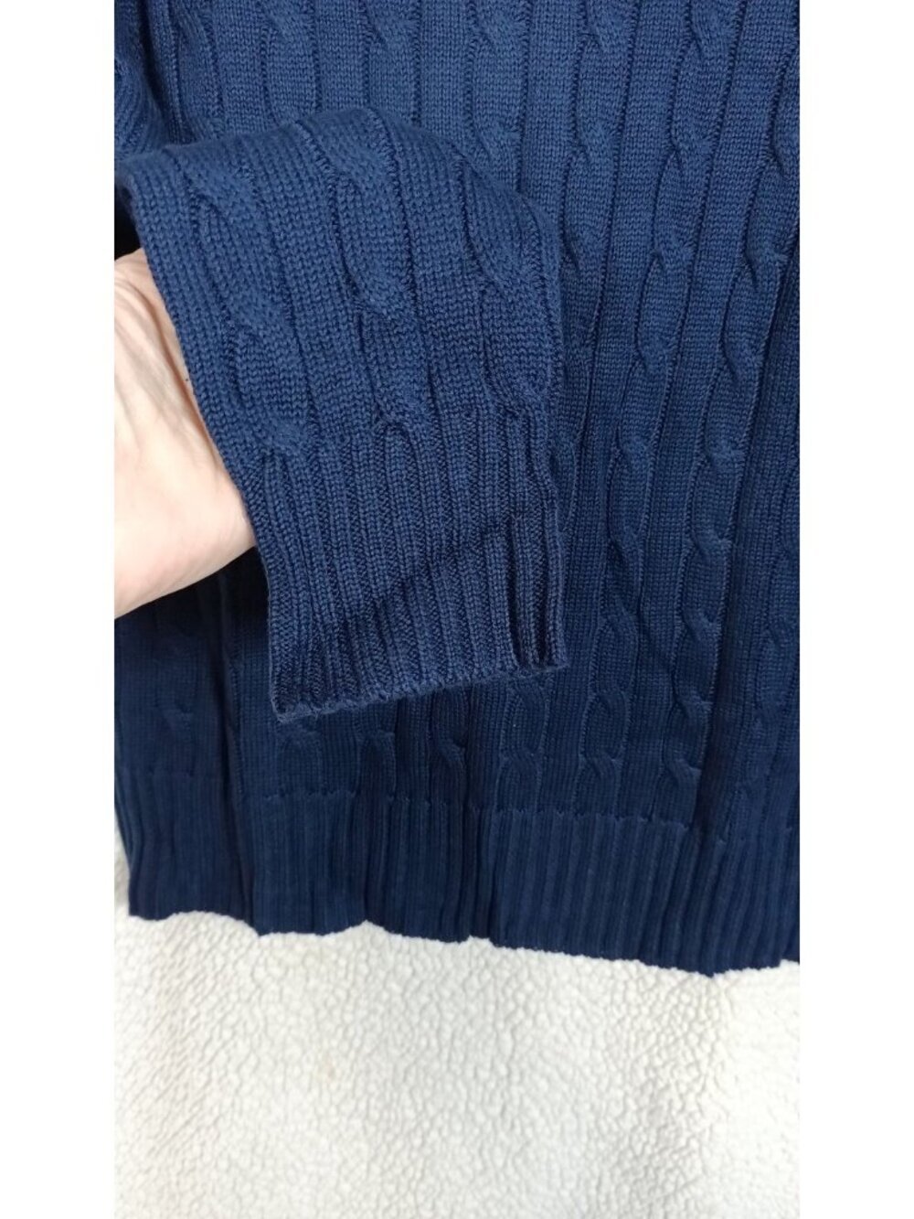 Women's Long Sleeve Cable Knit Sweater Size M Royal Blue Crewneck Ribbed Hem.... - Picture 5 of 12